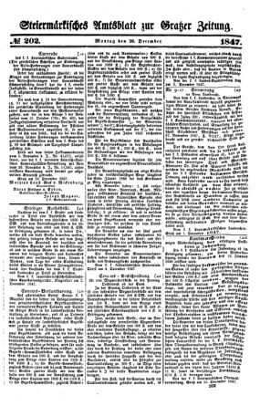 Steyermärkisches Amtsblatt zur Grätzer Zeitung 18471220 Seite: 1