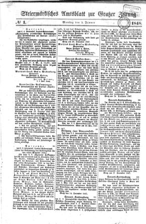 Steyermärkisches Amtsblatt zur Grätzer Zeitung 18480103 Seite: 1