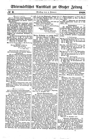 Steyermärkisches Amtsblatt zur Grätzer Zeitung 18480104 Seite: 1