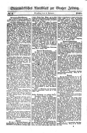 Steyermärkisches Amtsblatt zur Grätzer Zeitung 18480108 Seite: 1