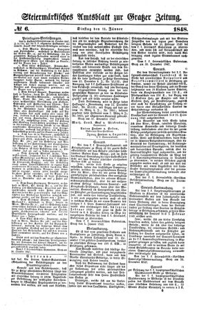 Steyermärkisches Amtsblatt zur Grätzer Zeitung 18480111 Seite: 1