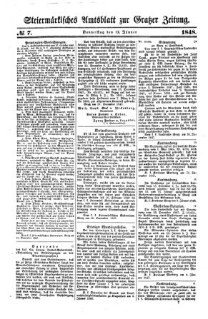 Steyermärkisches Amtsblatt zur Grätzer Zeitung 18480113 Seite: 1