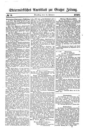 Steyermärkisches Amtsblatt zur Grätzer Zeitung 18480115 Seite: 1