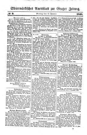 Steyermärkisches Amtsblatt zur Grätzer Zeitung 18480117 Seite: 1