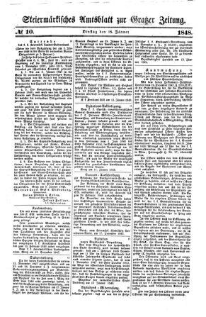 Steyermärkisches Amtsblatt zur Grätzer Zeitung 18480118 Seite: 1