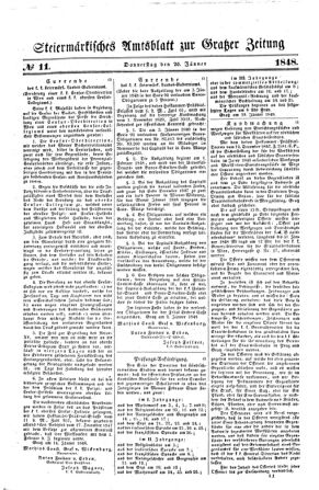 Steyermärkisches Amtsblatt zur Grätzer Zeitung 18480120 Seite: 1