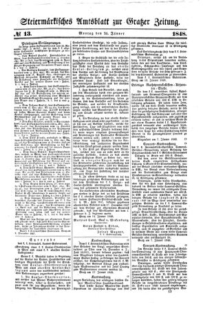 Steyermärkisches Amtsblatt zur Grätzer Zeitung 18480124 Seite: 1