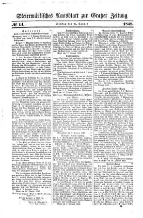 Steyermärkisches Amtsblatt zur Grätzer Zeitung 18480125 Seite: 1