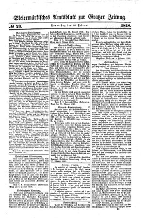 Steyermärkisches Amtsblatt zur Grätzer Zeitung 18480210 Seite: 1