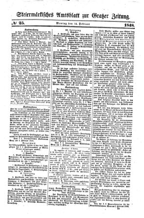 Steyermärkisches Amtsblatt zur Grätzer Zeitung 18480214 Seite: 1