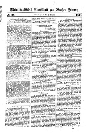 Steyermärkisches Amtsblatt zur Grätzer Zeitung 18480215 Seite: 1