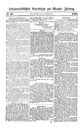 Steyermärkisches Amtsblatt zur Grätzer Zeitung 18480217 Seite: 1