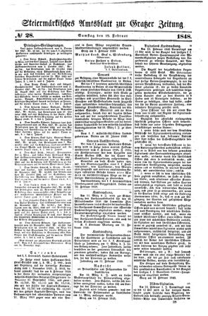 Steyermärkisches Amtsblatt zur Grätzer Zeitung 18480219 Seite: 1