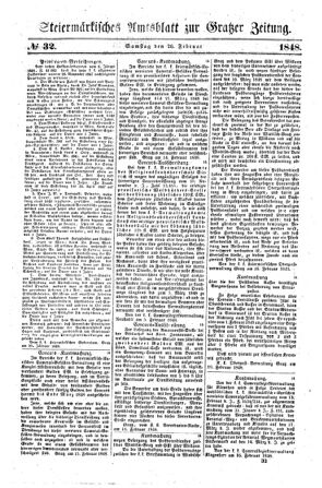 Steyermärkisches Amtsblatt zur Grätzer Zeitung 18480226 Seite: 1