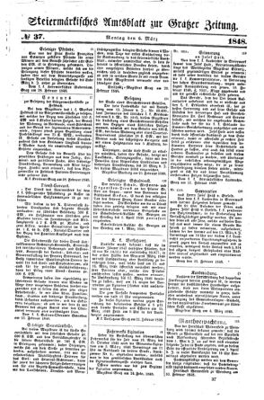 Steyermärkisches Amtsblatt zur Grätzer Zeitung 18480306 Seite: 1