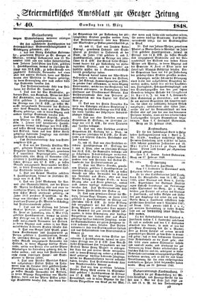 Steyermärkisches Amtsblatt zur Grätzer Zeitung 18480311 Seite: 1