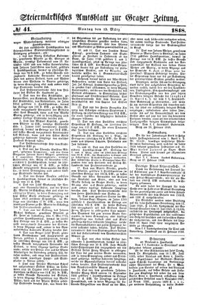 Steyermärkisches Amtsblatt zur Grätzer Zeitung 18480313 Seite: 1