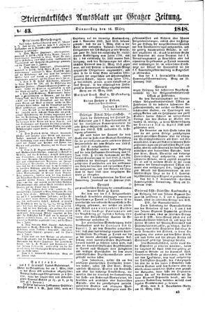 Steyermärkisches Amtsblatt zur Grätzer Zeitung 18480316 Seite: 1