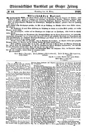 Steyermärkisches Amtsblatt zur Grätzer Zeitung 18480318 Seite: 1