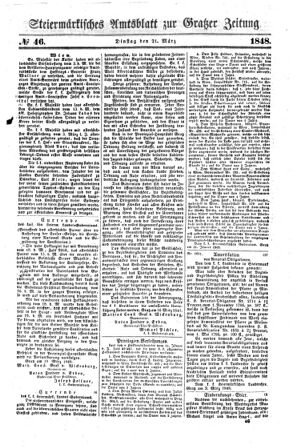 Steyermärkisches Amtsblatt zur Grätzer Zeitung 18480321 Seite: 1