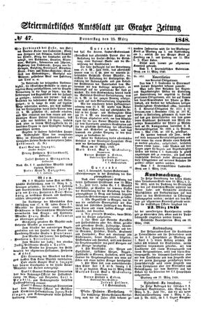 Steyermärkisches Amtsblatt zur Grätzer Zeitung 18480323 Seite: 1