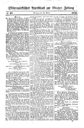 Steyermärkisches Amtsblatt zur Grätzer Zeitung 18480324 Seite: 1