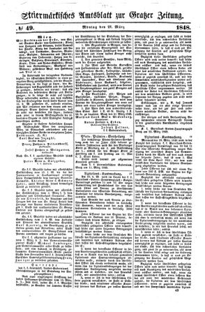 Steyermärkisches Amtsblatt zur Grätzer Zeitung 18480327 Seite: 1