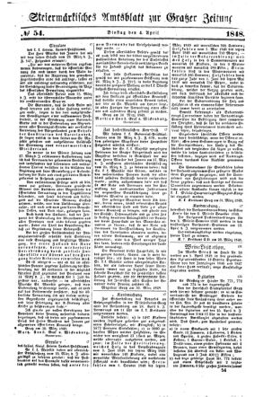 Steyermärkisches Amtsblatt zur Grätzer Zeitung 18480404 Seite: 1