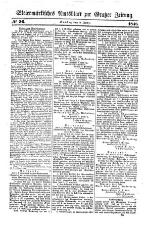 Steyermärkisches Amtsblatt zur Grätzer Zeitung 18480408 Seite: 1