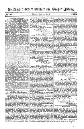 Steyermärkisches Amtsblatt zur Grätzer Zeitung 18480410 Seite: 1