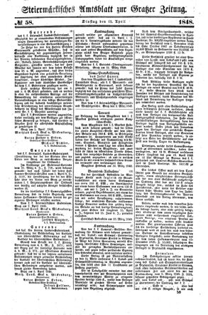 Steyermärkisches Amtsblatt zur Grätzer Zeitung 18480411 Seite: 1