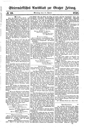 Steyermärkisches Amtsblatt zur Grätzer Zeitung 18480417 Seite: 1