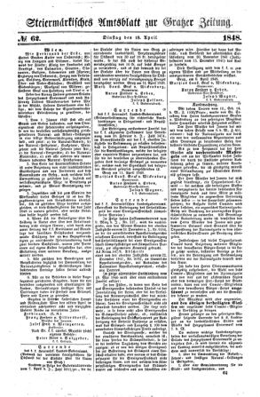 Steyermärkisches Amtsblatt zur Grätzer Zeitung 18480418 Seite: 1