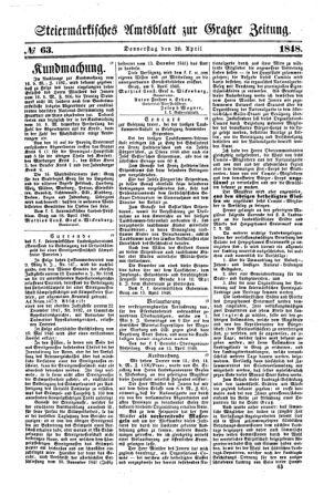 Steyermärkisches Amtsblatt zur Grätzer Zeitung 18480420 Seite: 1