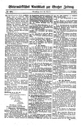 Steyermärkisches Amtsblatt zur Grätzer Zeitung 18480429 Seite: 1