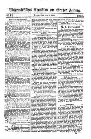 Steyermärkisches Amtsblatt zur Grätzer Zeitung 18480504 Seite: 1