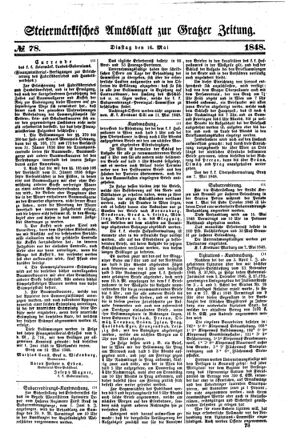 Steyermärkisches Amtsblatt zur Grätzer Zeitung 18480516 Seite: 1