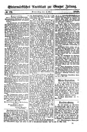 Steyermärkisches Amtsblatt zur Grätzer Zeitung 18480518 Seite: 1