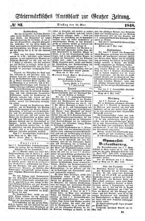 Steyermärkisches Amtsblatt zur Grätzer Zeitung 18480523 Seite: 1