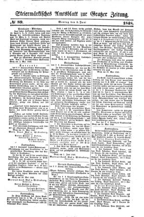 Steyermärkisches Amtsblatt zur Grätzer Zeitung 18480605 Seite: 1