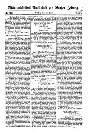 Steyermärkisches Amtsblatt zur Grätzer Zeitung 18480613 Seite: 1