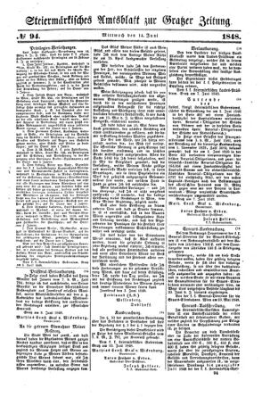 Steyermärkisches Amtsblatt zur Grätzer Zeitung 18480614 Seite: 1