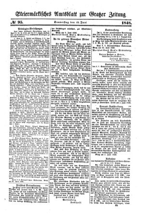 Steyermärkisches Amtsblatt zur Grätzer Zeitung 18480615 Seite: 1