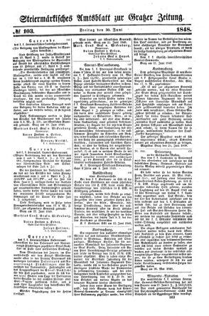 Steyermärkisches Amtsblatt zur Grätzer Zeitung 18480630 Seite: 1