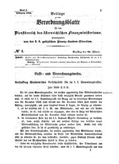 Verordnungsblatt für den Dienstbereich des K.K. Finanzministeriums für die im Reichsrate Vertretenen Königreiche und Länder : [...] : Beilage zu dem Verordnungsblatte für den Dienstbereich des K.K. Österr. Finanz-Ministeriums  18540128 Seite: 1