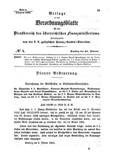 Verordnungsblatt für den Dienstbereich des K.K. Finanzministeriums für die im Reichsrate Vertretenen Königreiche und Länder : [...] : Beilage zu dem Verordnungsblatte für den Dienstbereich des K.K. Österr. Finanz-Ministeriums  18540225 Seite: 1