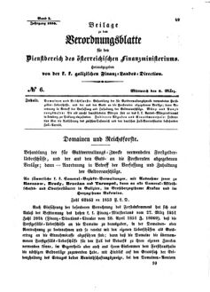 Verordnungsblatt für den Dienstbereich des K.K. Finanzministeriums für die im Reichsrate Vertretenen Königreiche und Länder : [...] : Beilage zu dem Verordnungsblatte für den Dienstbereich des K.K. Österr. Finanz-Ministeriums  18540308 Seite: 1