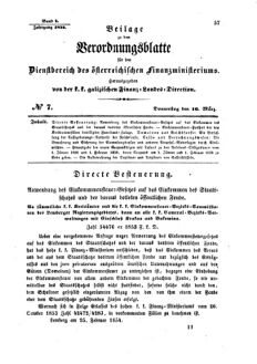 Verordnungsblatt für den Dienstbereich des K.K. Finanzministeriums für die im Reichsrate Vertretenen Königreiche und Länder : [...] : Beilage zu dem Verordnungsblatte für den Dienstbereich des K.K. Österr. Finanz-Ministeriums  18540316 Seite: 1