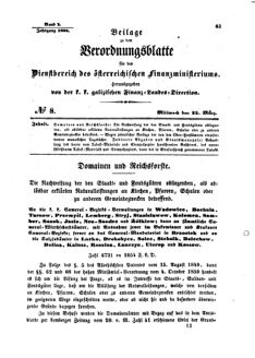 Verordnungsblatt für den Dienstbereich des K.K. Finanzministeriums für die im Reichsrate Vertretenen Königreiche und Länder : [...] : Beilage zu dem Verordnungsblatte für den Dienstbereich des K.K. Österr. Finanz-Ministeriums  18540322 Seite: 1