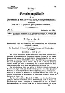 Verordnungsblatt für den Dienstbereich des K.K. Finanzministeriums für die im Reichsrate Vertretenen Königreiche und Länder : [...] : Beilage zu dem Verordnungsblatte für den Dienstbereich des K.K. Österr. Finanz-Ministeriums 